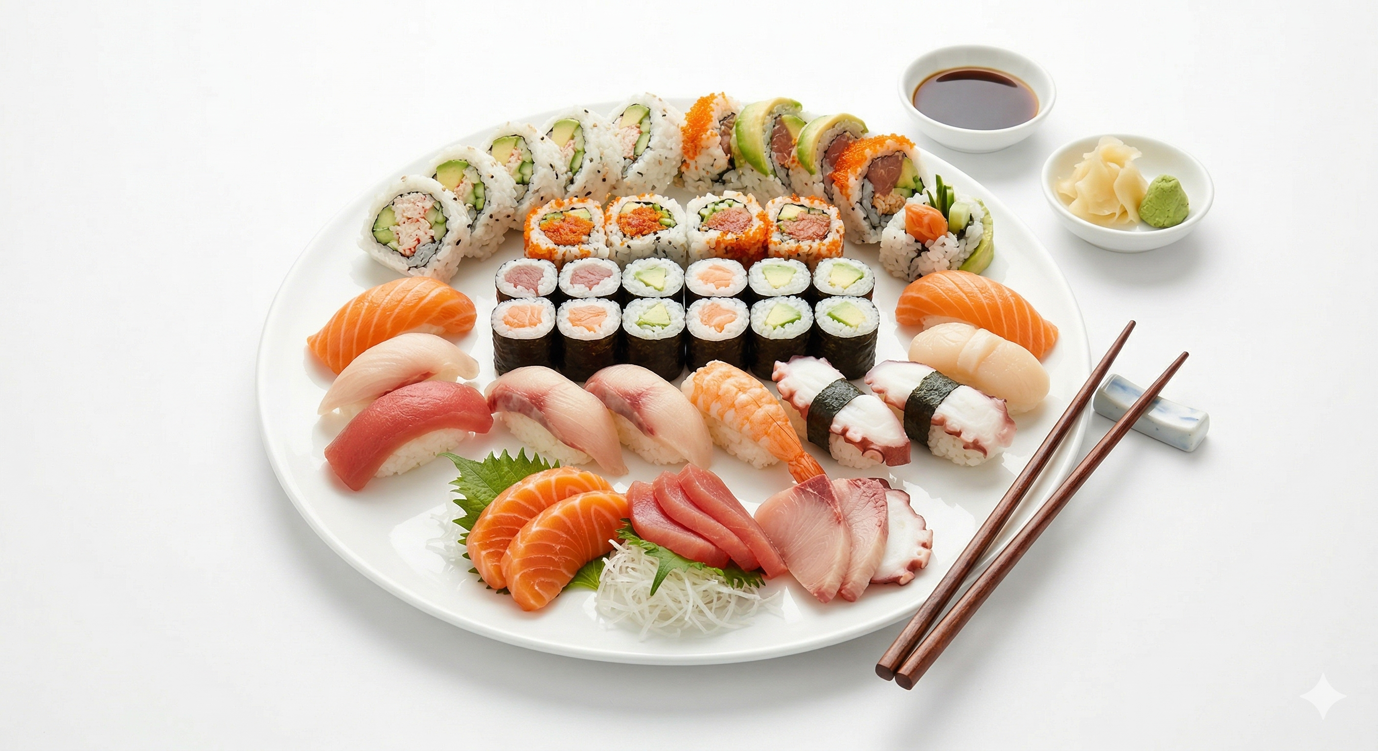 Plate of premium assorted nigiri sushi